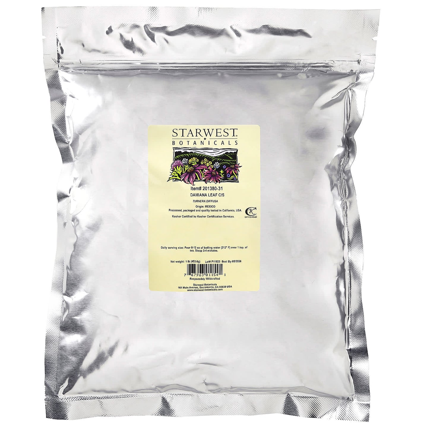 Starwest Botanicals, Damiana Leaf C/S, 1 lb (453.6 g) - Image 2