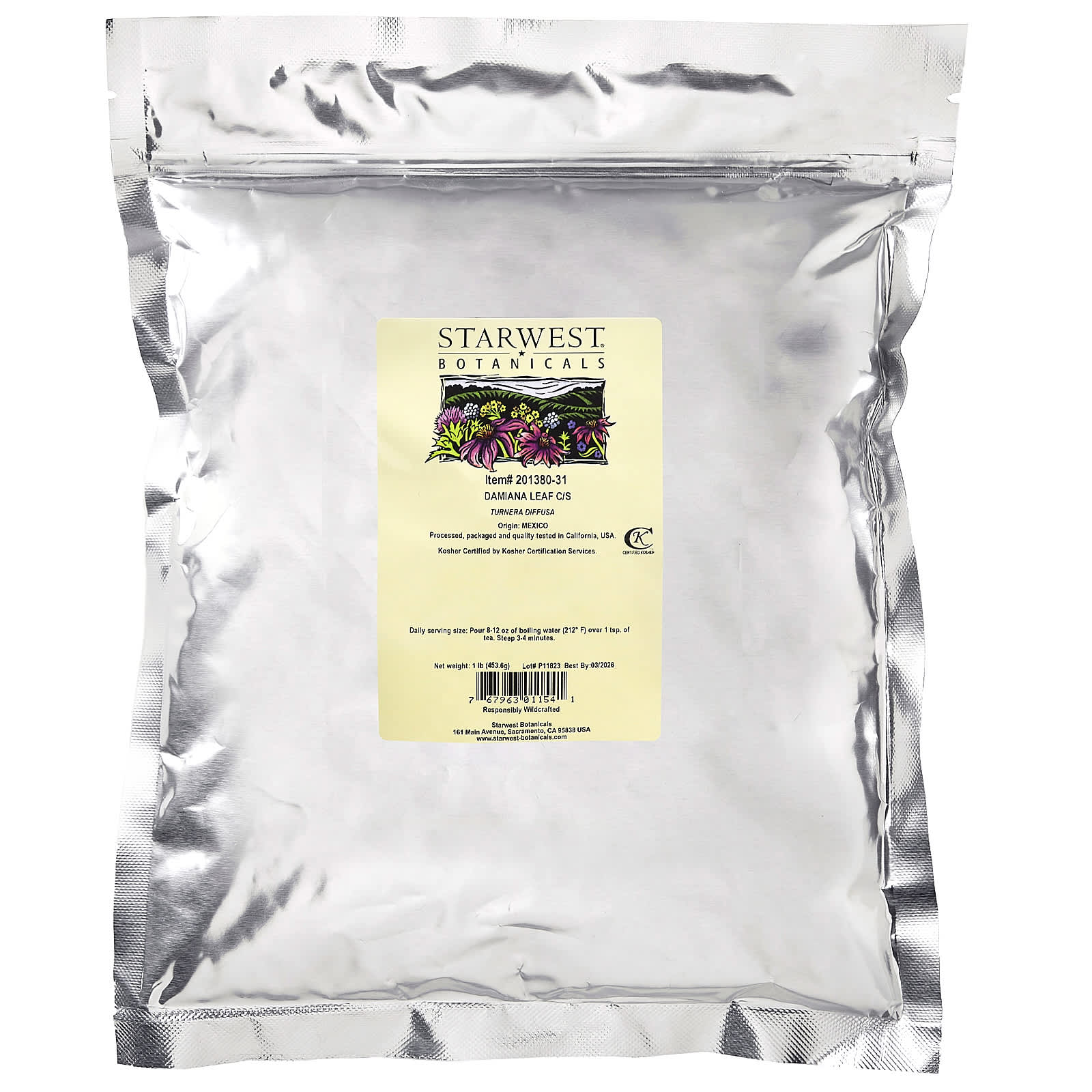 Starwest Botanicals, Damiana Leaf C/S, 1 lb (453.6 g) - Image 2