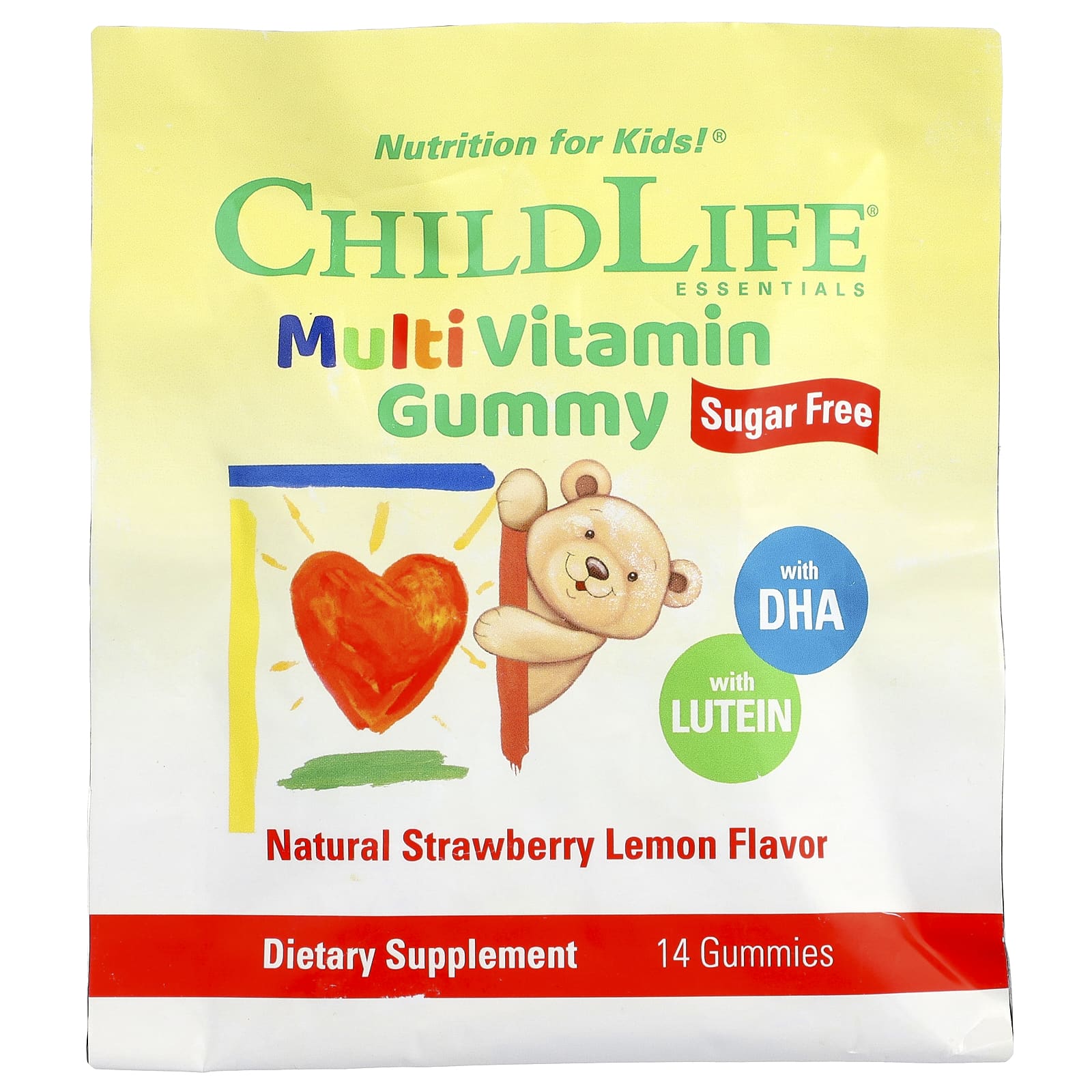 ChildLife Essentials Natural Strawberry Lemon Multivitamin Gummies for Kids, 14 Count - Image 1