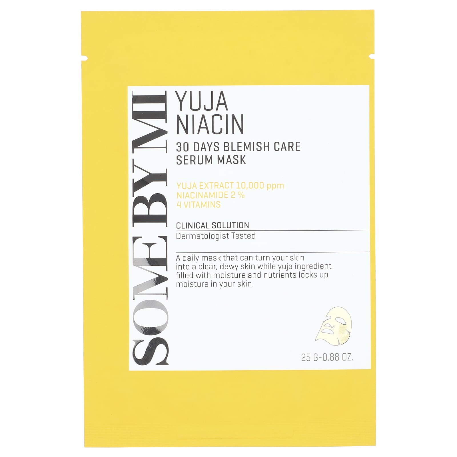 SOME BY MI, Yuja Niacin, 30 Day Blemish Care Serum Beauty Mask , 1 Sheet Mask, 0.88 oz (25 g) - Image 1