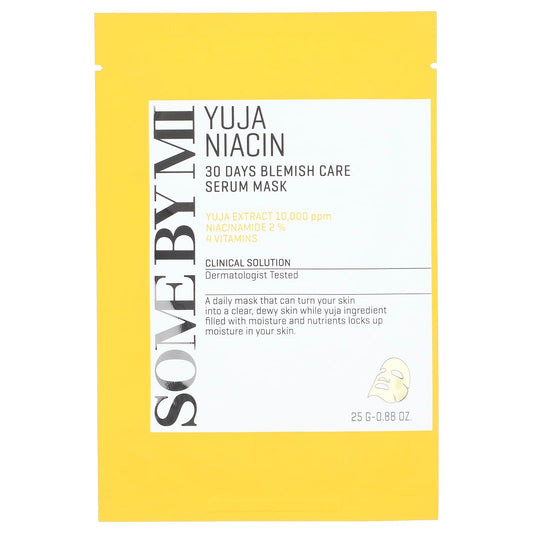 SOME BY MI, Yuja Niacin, 30 Day Blemish Care Serum Beauty Mask , 1 Sheet Mask, 0.88 oz (25 g) - Image 1
