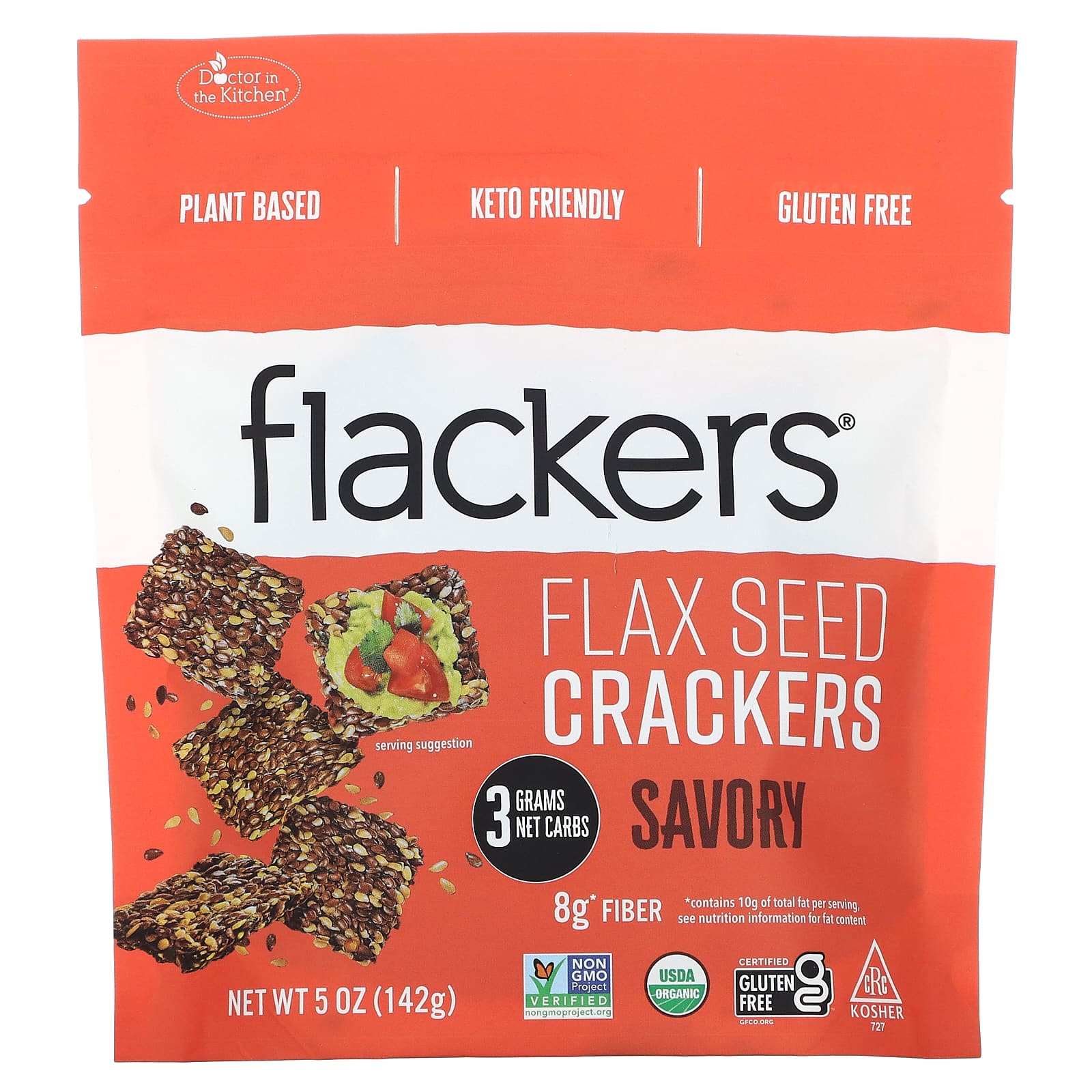 Delicious Plant-Based Flax Seed Crackers by Flackers (5 oz, 142 g) - Image 1