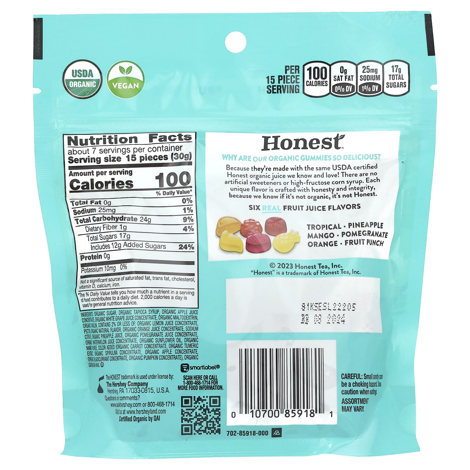 Delicious USDA Organic Gummies, Tropical Medley, 7 oz - Image 2