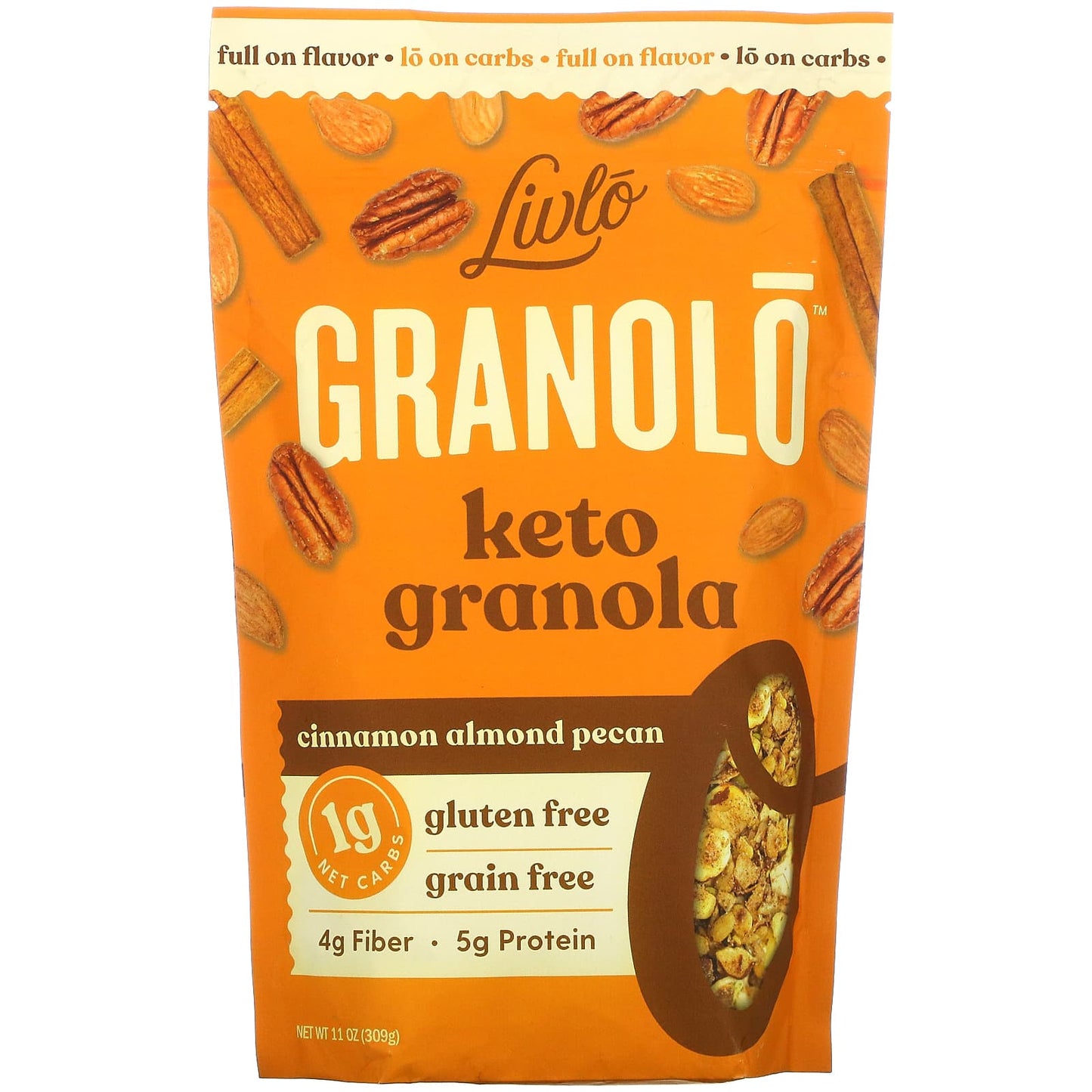 Livlo, Granolo, Keto Granola, Cinnamon Almond Pecan, 11 oz (309 g) - Image 1