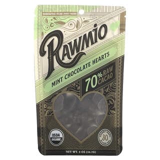 Rawmio Organic Dark Chocolate Mint Hearts - 70% Cacao, 2 oz
