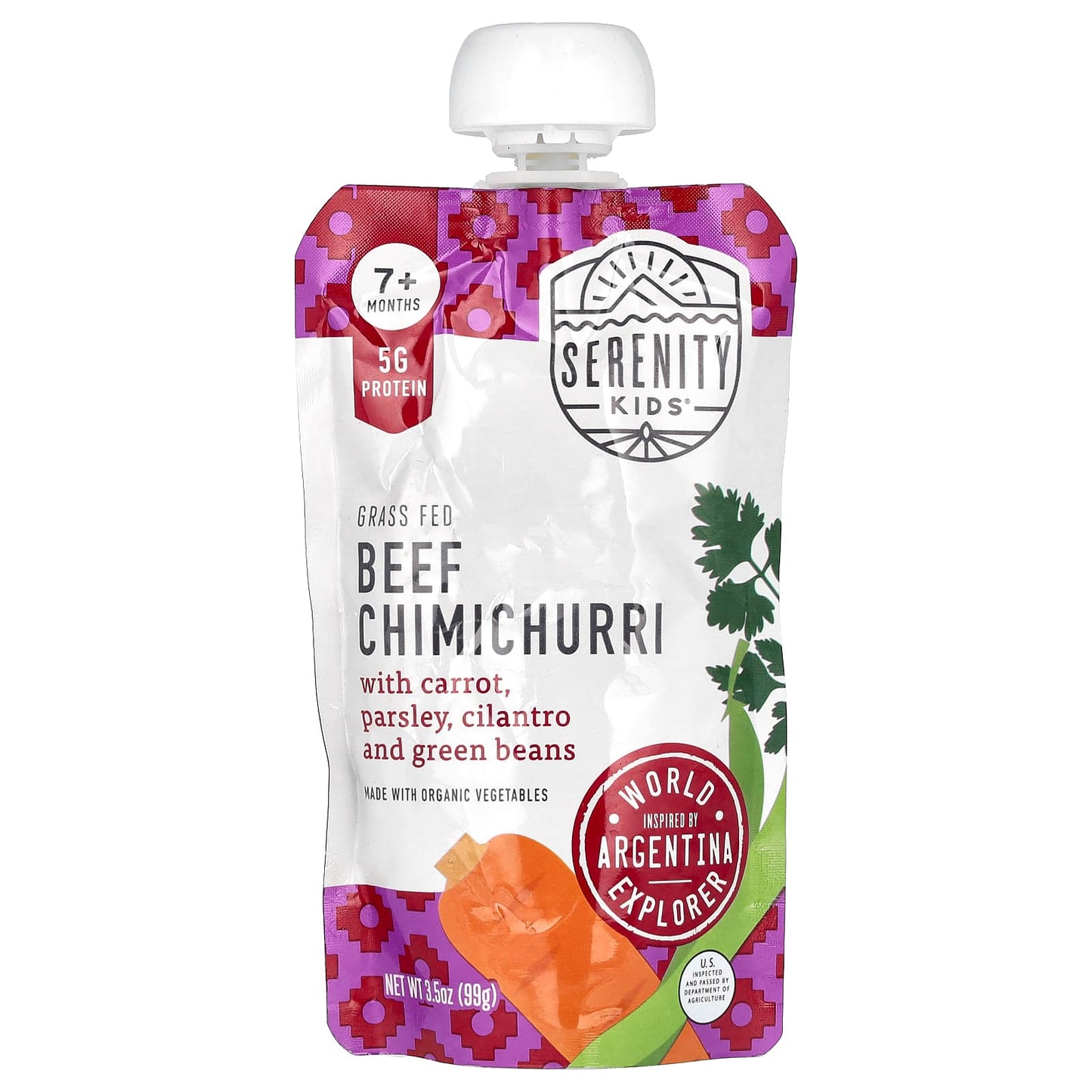 Serenity Kids, Beef Chimichurri with Carrot, Parsley, Cilantro and Green Beans, 7+ Months, 3.5 oz (99 g) - Image 1