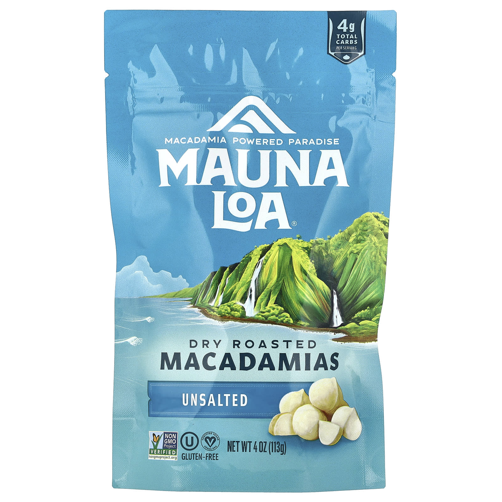 Mauna Loa, Dry Roasted Macadamias, Unsalted, 4 oz (113 g) - Image 1