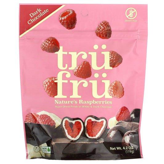 Tru Fru, Nature's Raspberries, Hyper-Dried Fresh, White & Dark Chocolate, 4.2 oz (119 g) - Image 1