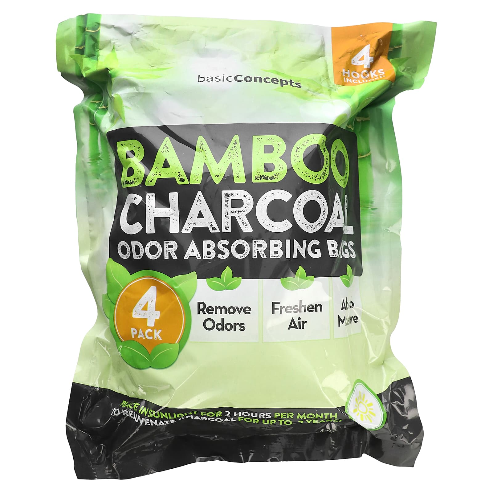 Bamboo Charcoal Odor Absorbing Bags, 4 Pack | Fresh Air & Moisture Control - Image 1