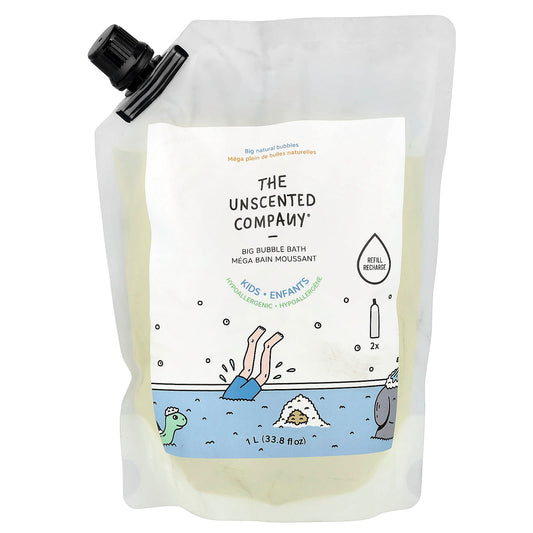 The Unscented Company, Kids, Big Bubble Bath, Refill, Fragrance Free, 33.8 fl oz (1 l) - Image 1
