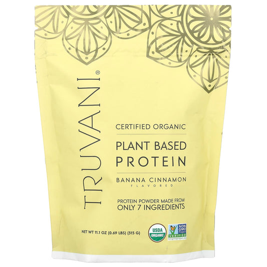 Truvani, Certified Organic Plant Based Protein, Banana Cinnamon, 0.69 lbs (315 g) - Image 1
