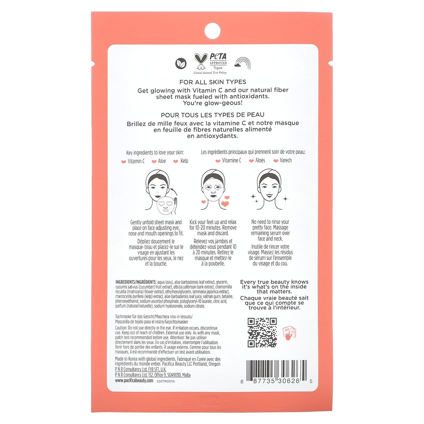 Pacifica, Glow Baby, Brightening Beauty Facial Mask, 1 Sheet Mask, 0.6 fl oz (18 ml) - Image 2