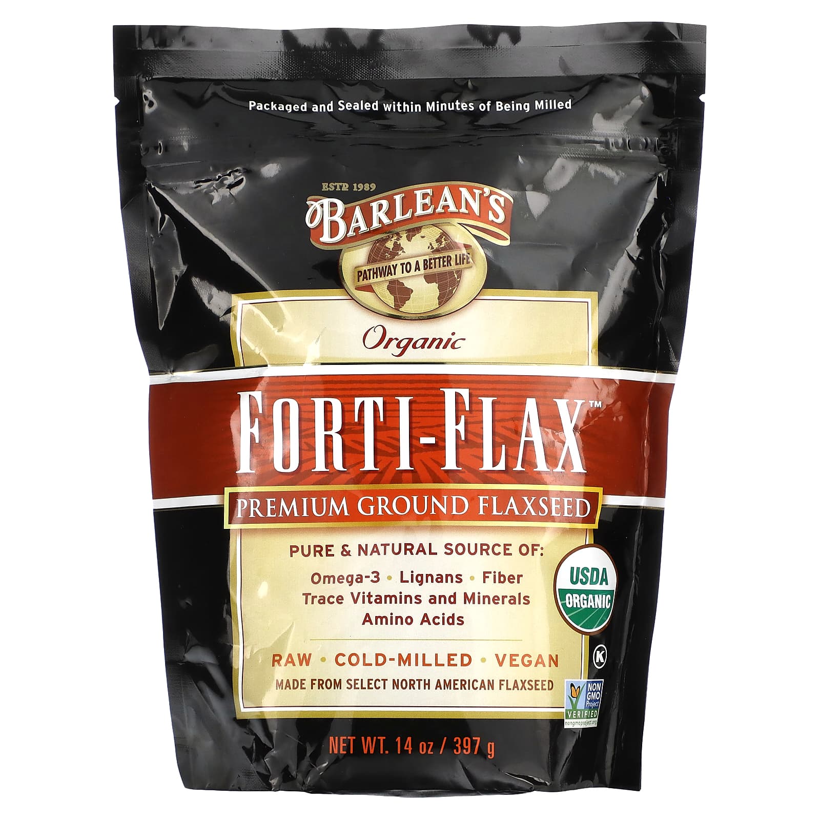 Barlean's Organic Forti-Flax Ground Flaxseed 14 oz - Premium Omega-3 Superfood - Image 1