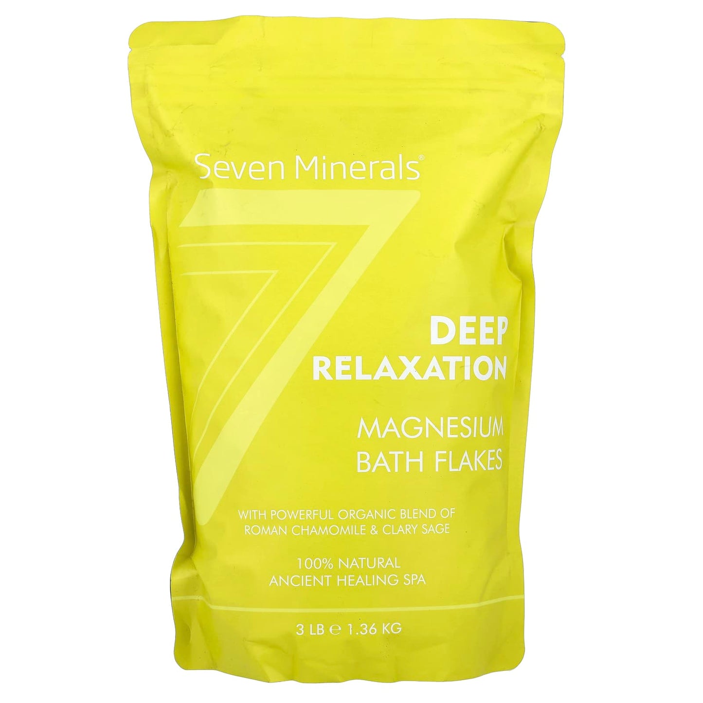 Seven Minerals, Deep Relaxation, Magnesium Bath Flakes, Roman Chamomile & Clary Sage, 3 lb (1.36 kg) - Image 1
