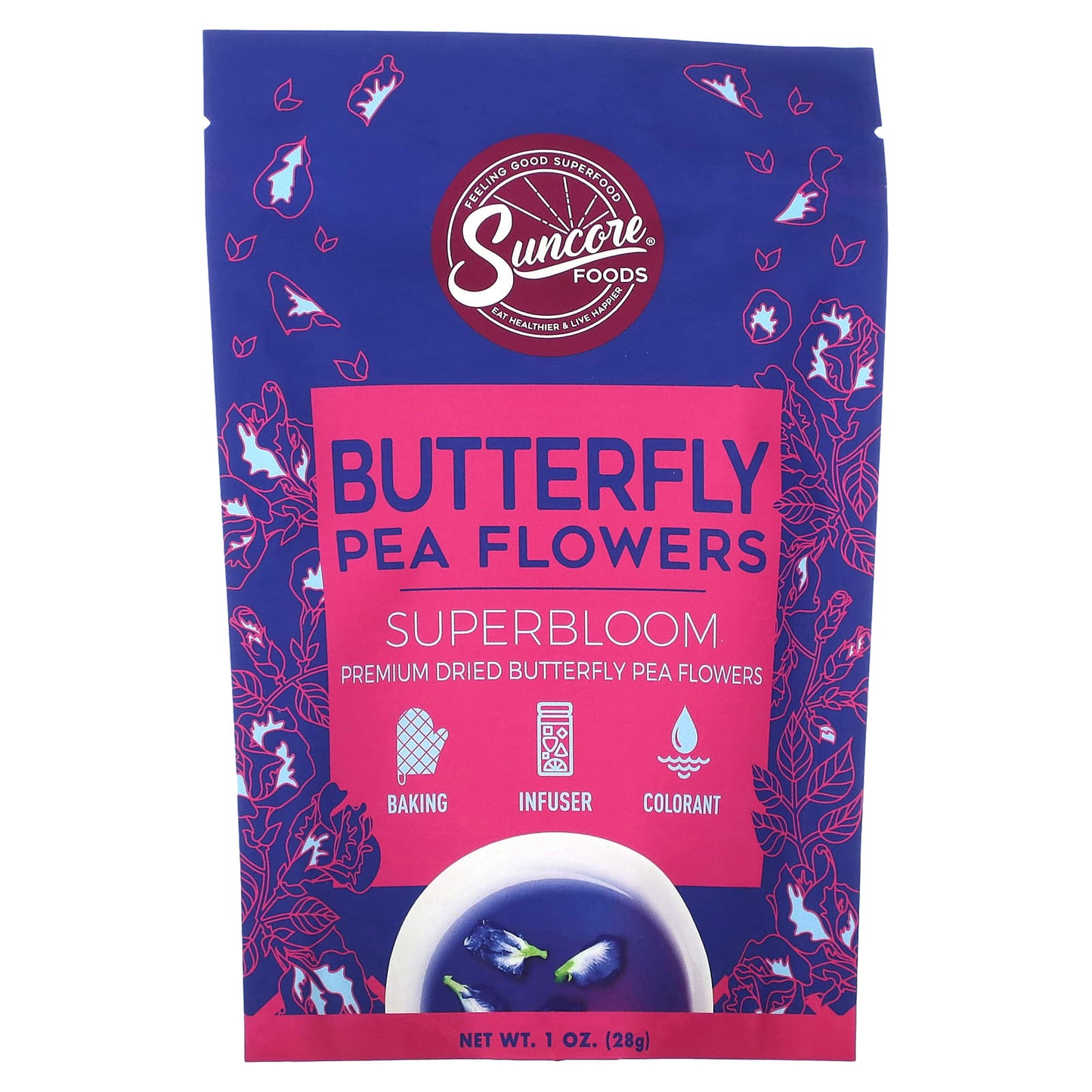Suncore Foods, Butterfly Pea Flowers, 1 oz (28 g) - Image 1