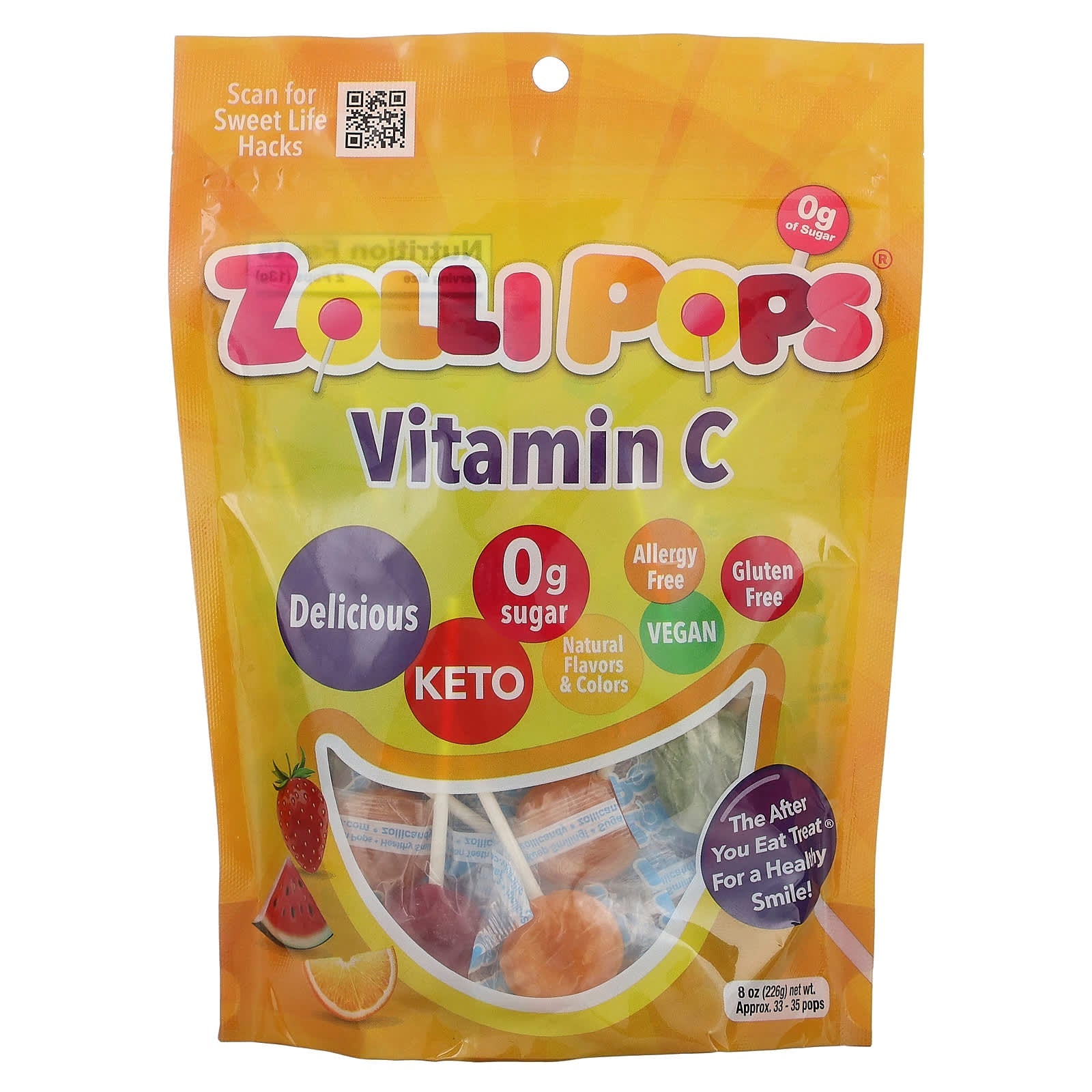 Zollipops, Vitamin C, Approx. 33 - 35 Pops, 8 oz (226 g) - Image 1