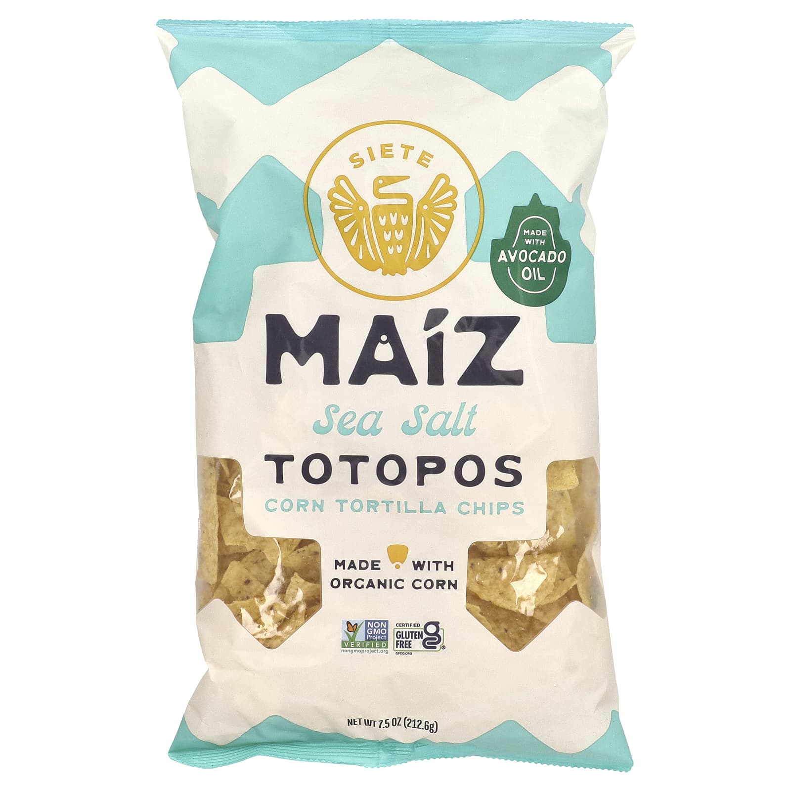 Siete, Maiz Totopos Corn Tortilla Chips, Sea Salt, 7.5 oz (212.6 g) - Image 1