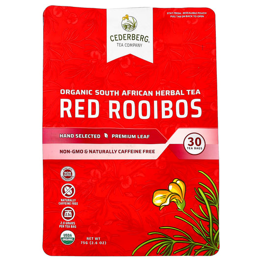 South African Organic Rooibos Tea, Caffeine Free, 30 Tea Bags - Image 1