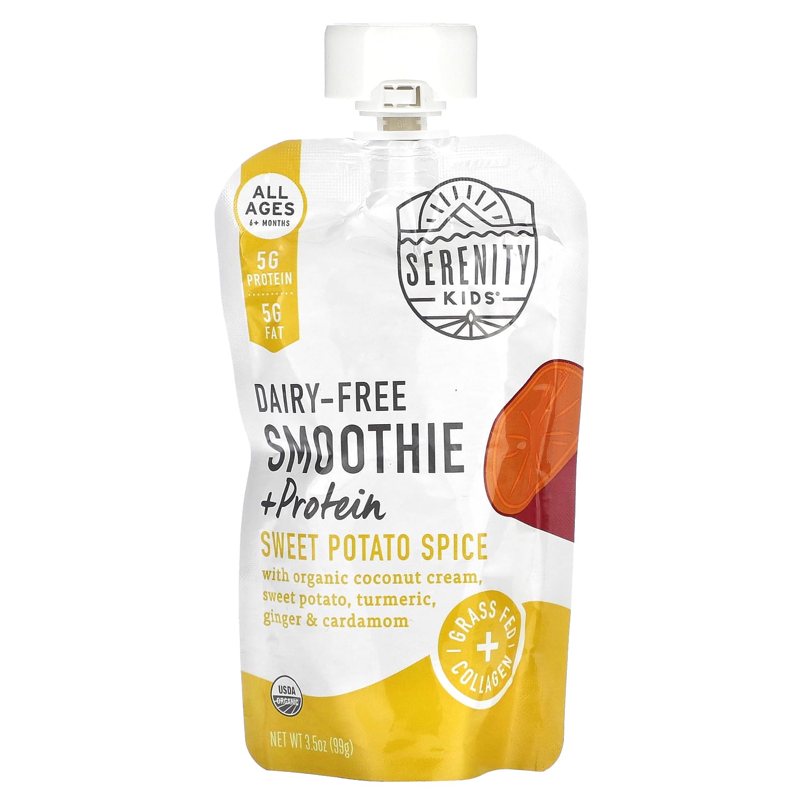 Serenity Kids, Dairy-Free Smoothie + Protein, All Ages 6+ Months, Sweet Potato Spice, 3.5 oz (99 g) - Image 1