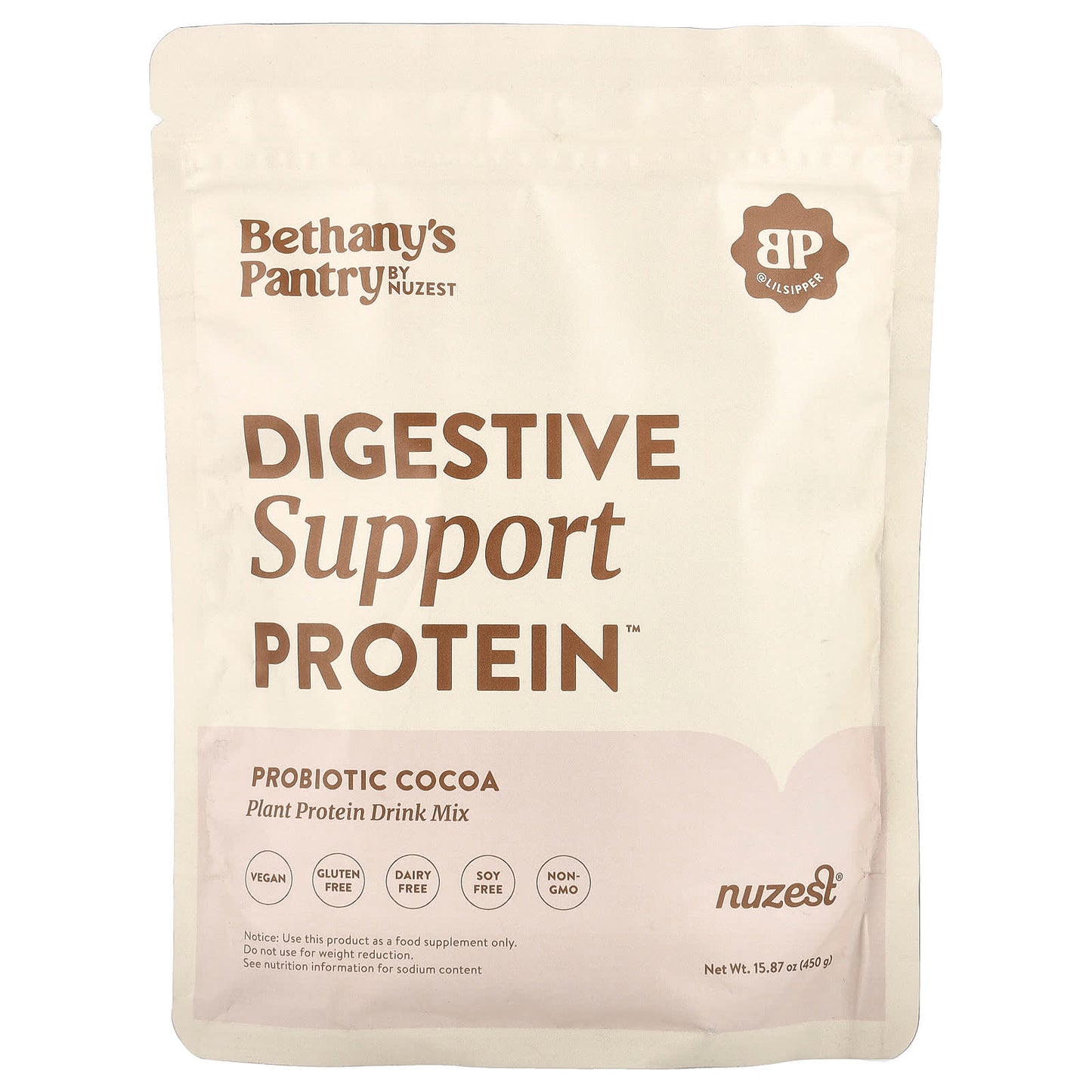 Nuzest, Bethany's Pantry, Digestive Support Protein™, Probiotic Cocoa, 15.87 oz (450 g) - Image 1