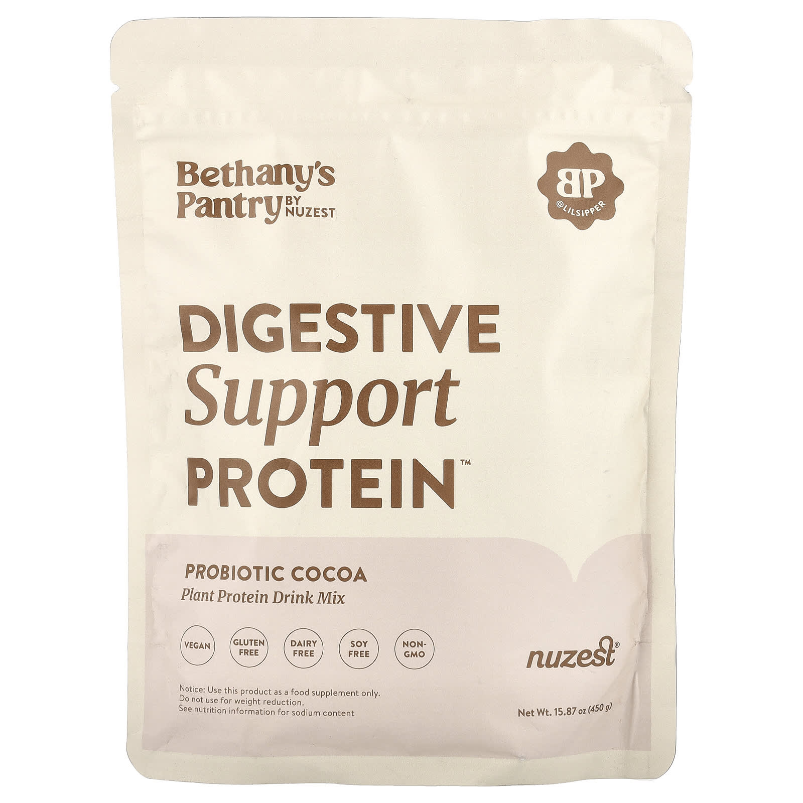 Nuzest, Bethany's Pantry, Digestive Support Protein™, Probiotic Cocoa, 15.87 oz (450 g) - Image 1