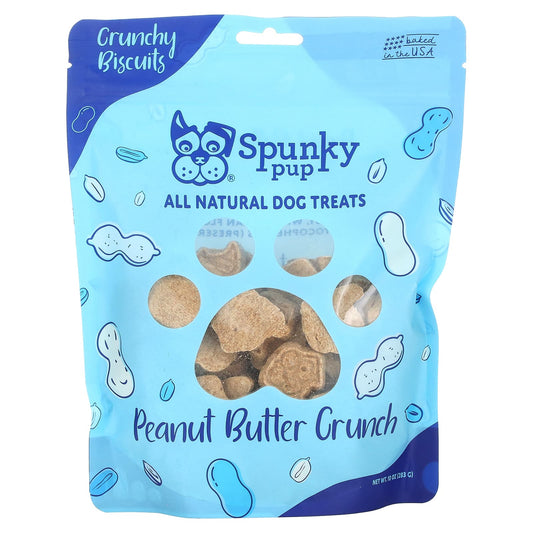 Spunky Pup, All Natural Dog Treats, Crunchy Biscuits, Peanut Butter Crunch , 10 oz (283 g) - Image 1