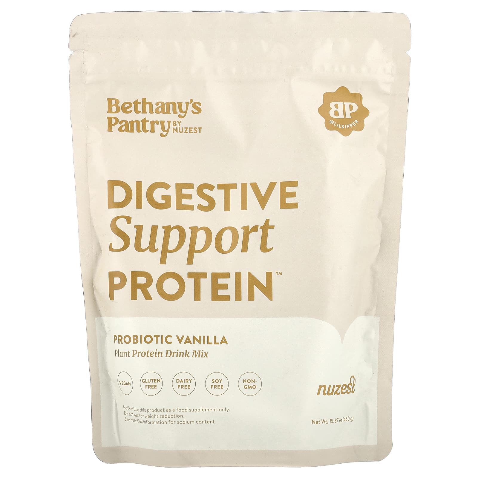 Nuzest, Digestive Support Protein™, Plant Protein Drink Mix, Probiotic Vanilla , 15.87 oz (450 g) - Image 1