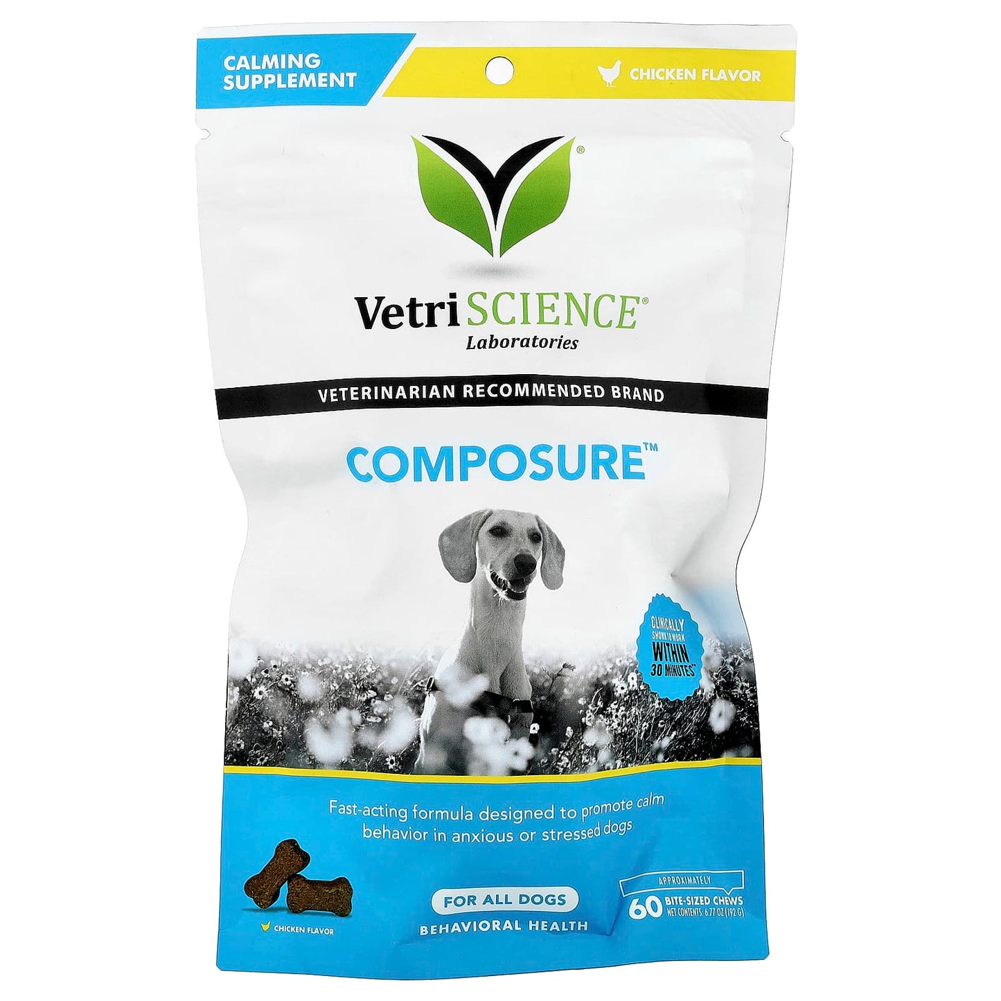 Vetriscience, Composure™, For All Dogs, Chicken, 60 Bite-Sized Chews, 6.77 oz (192 g) - Image 1