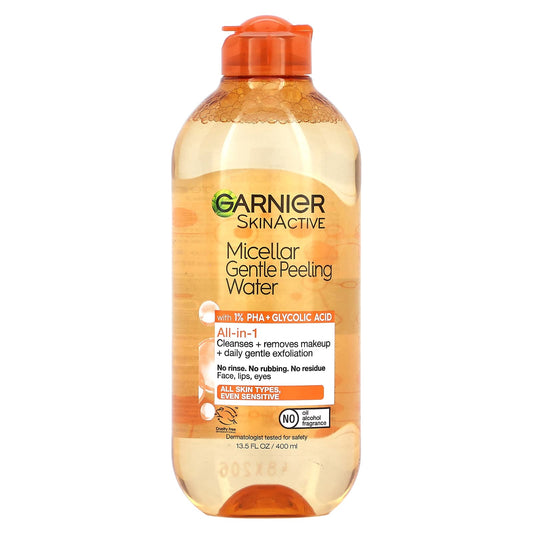 Garnier Micellar Gentle Peeling Water, All-in-1 Cleanser 400ml - Image 1