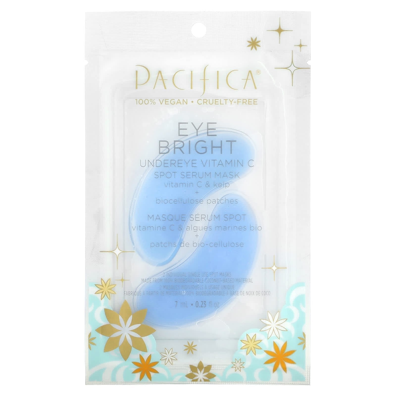 Pacifica, Eye Bright, Undereye Vitamin C Spot Serum Beauty Mask, 2 Patches, 0.23 fl oz (7 ml) - Image 1