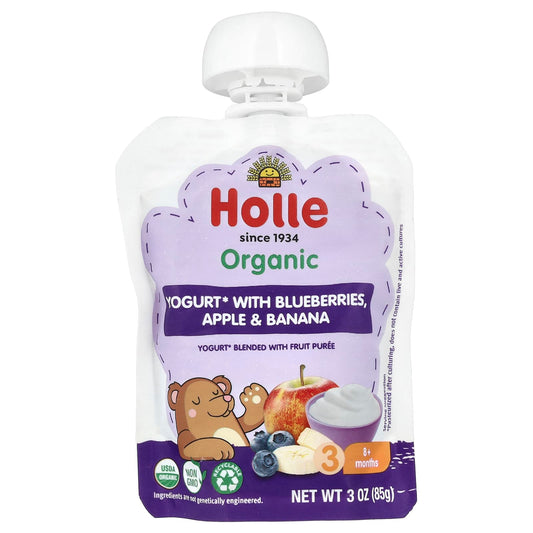 Holle Organic Baby Yogurt with Blueberries & Fruits, USDA Organic, 3 oz (85g) - Image 1