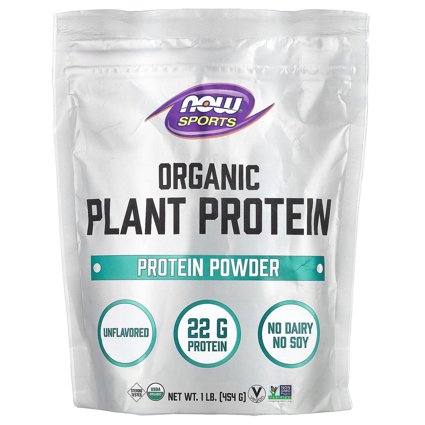 NOW Foods, Sports, Organic Plant Protein Powder, Unflavored, 1 lb (454 g) - Image 1