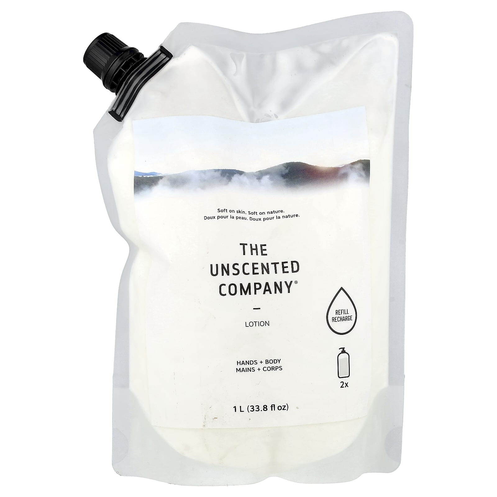 The Unscented Company, Lotion, Hands + Body, Refill, Fragrance Free, 33.8 fl oz (1 l) - Image 1