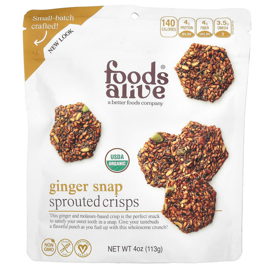 Certified Organic Sprouted Crisps by Foods Alive - Ginger Snap (4 oz) - Image 1