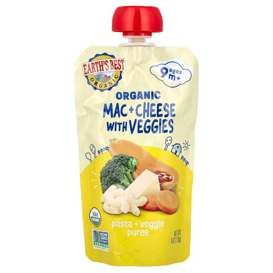 USDA Organic Baby Pasta & Veggie Puree, Mac & Cheese for 9+ Months, 4oz (113g) - Image 1