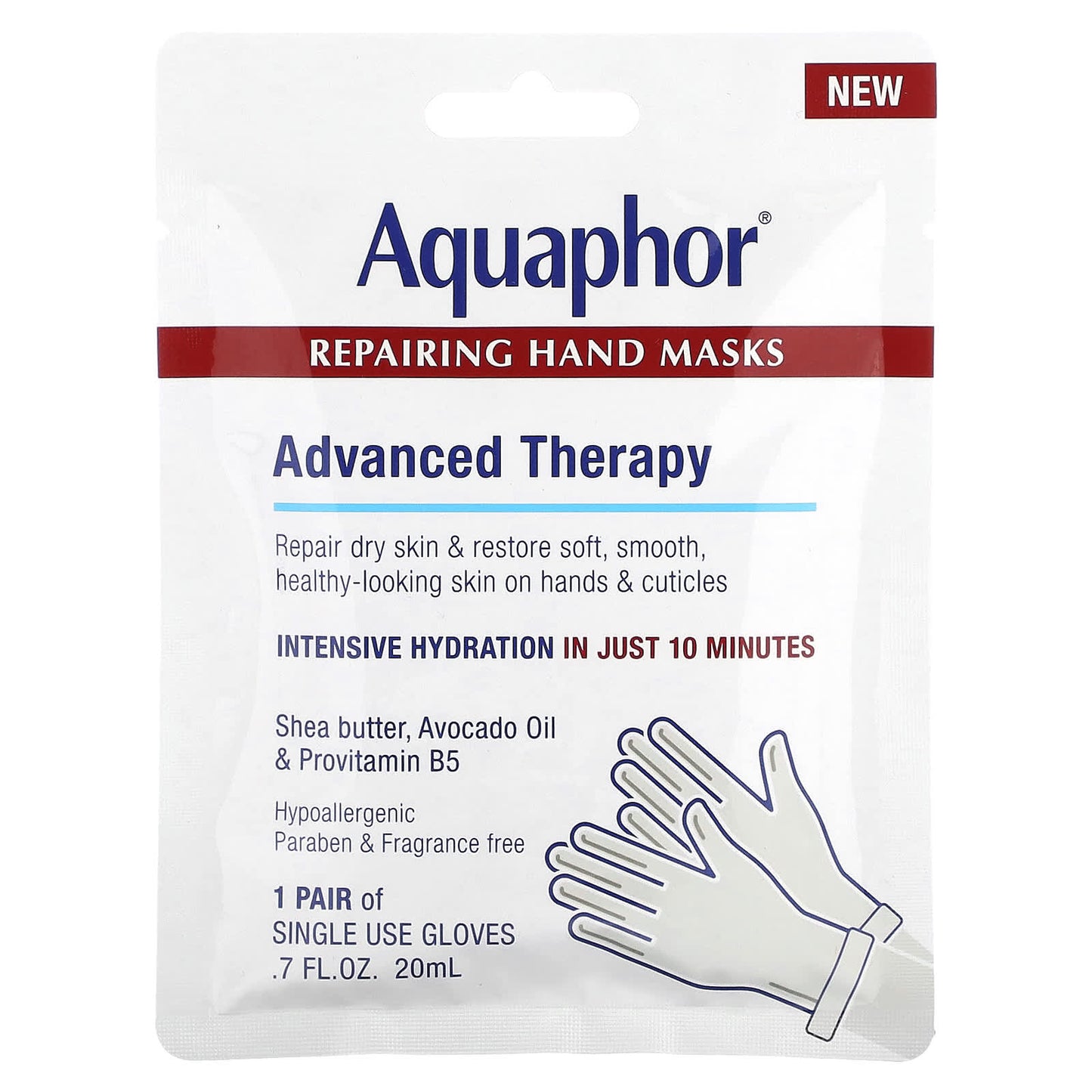 Aquaphor Intensive Hand Moisturizing Mask, 1 Pair, 0.7 fl oz - Image 1