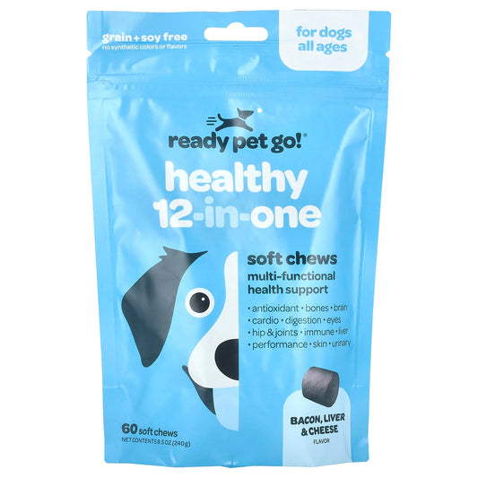 Ready Pet Go, Healthy 12-In-One, For Dogs, All Ages, Bacon, Liver & Cheese, 60 Soft Chews, 8.5 oz (240 g) - Image 1