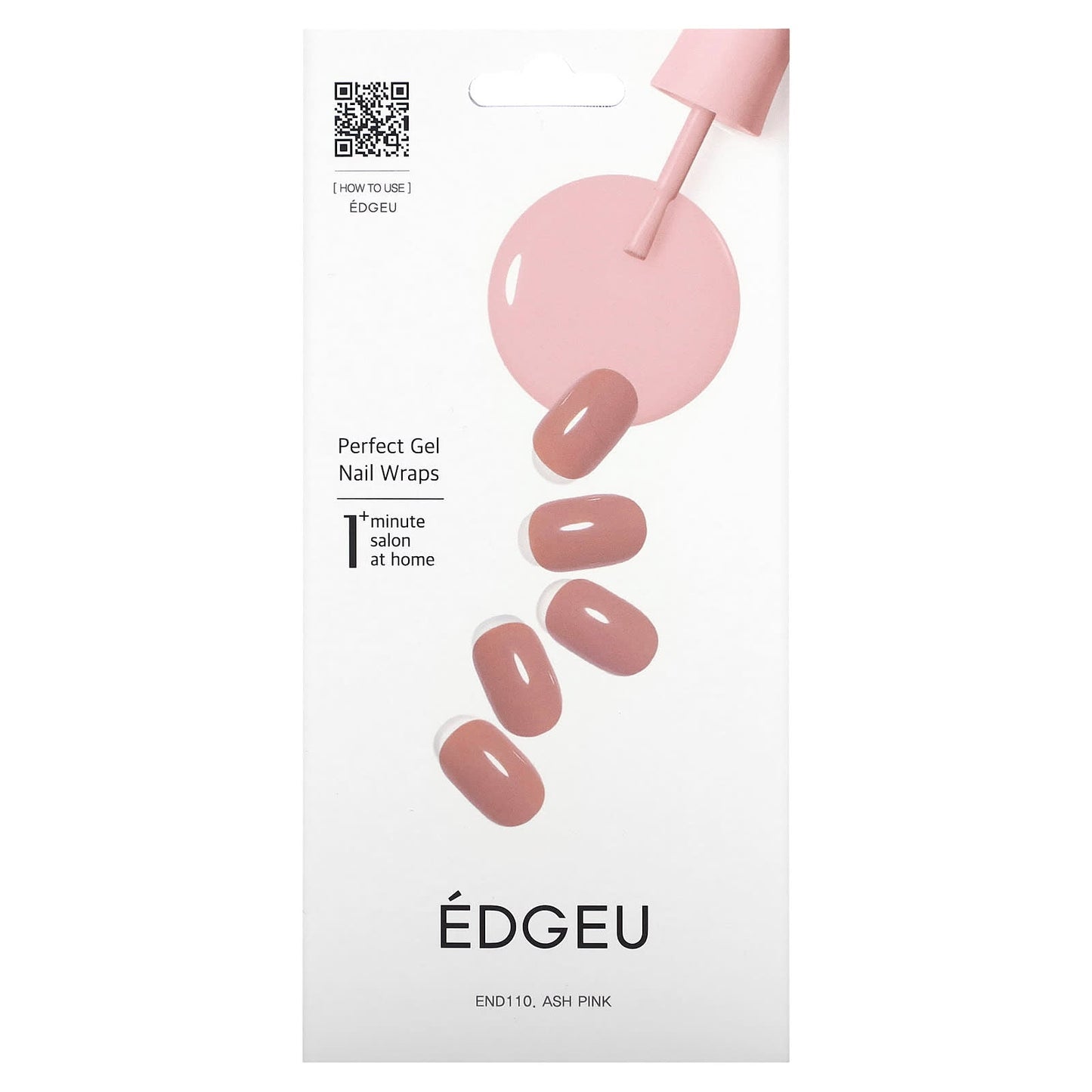 Ash Pink Gel Nail Wraps - Edgeu, 19 Piece Set, Salon Quality at Home - Image 1