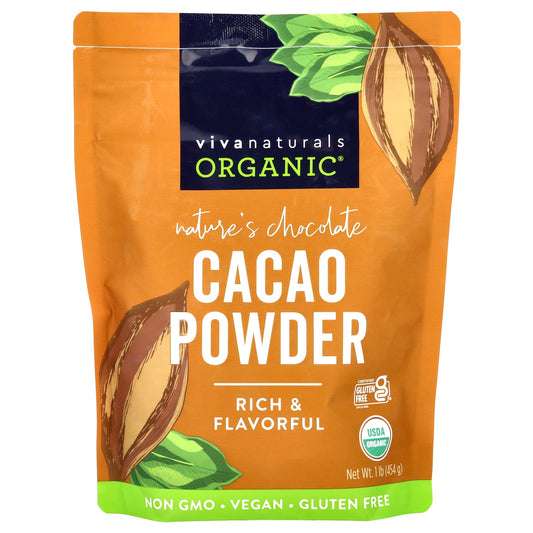 Viva Naturals, Organic Cacao Powder, 1 lb (454 g) - Image 1