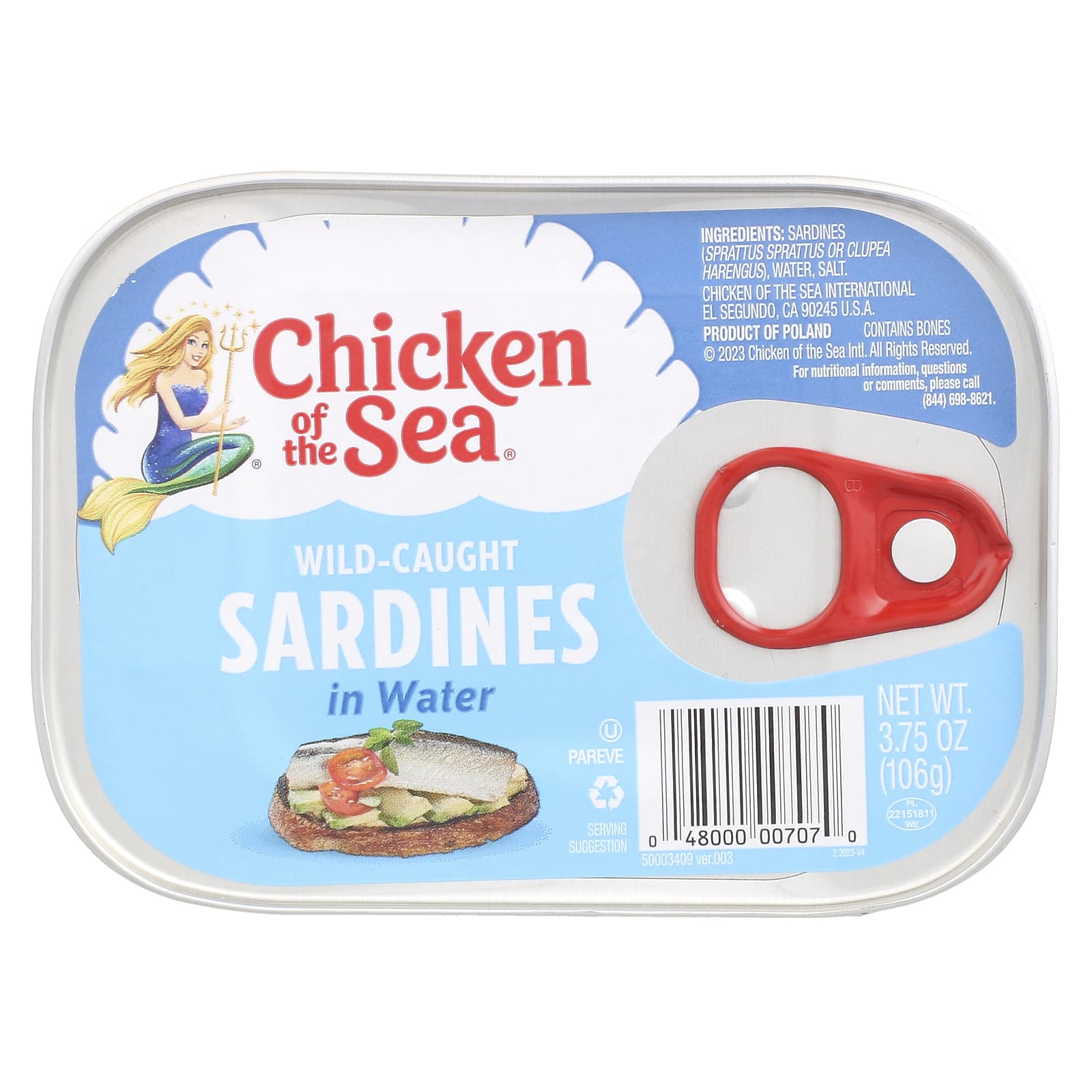 Wild-Caught Sardines in Water by Chicken of the Sea, 3.75 oz (106 g) - Image 1