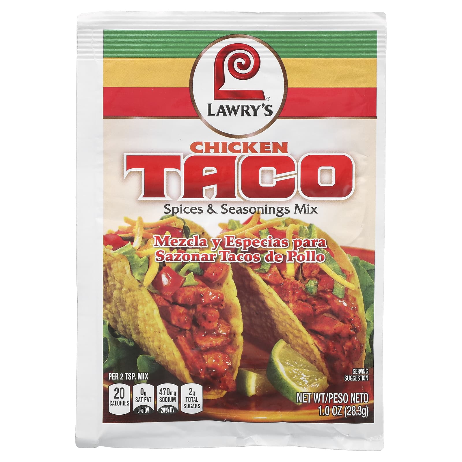Lawry's, Chicken Taco, Spices & Seasonings Mix, 1 oz (28.3 g) - Image 1
