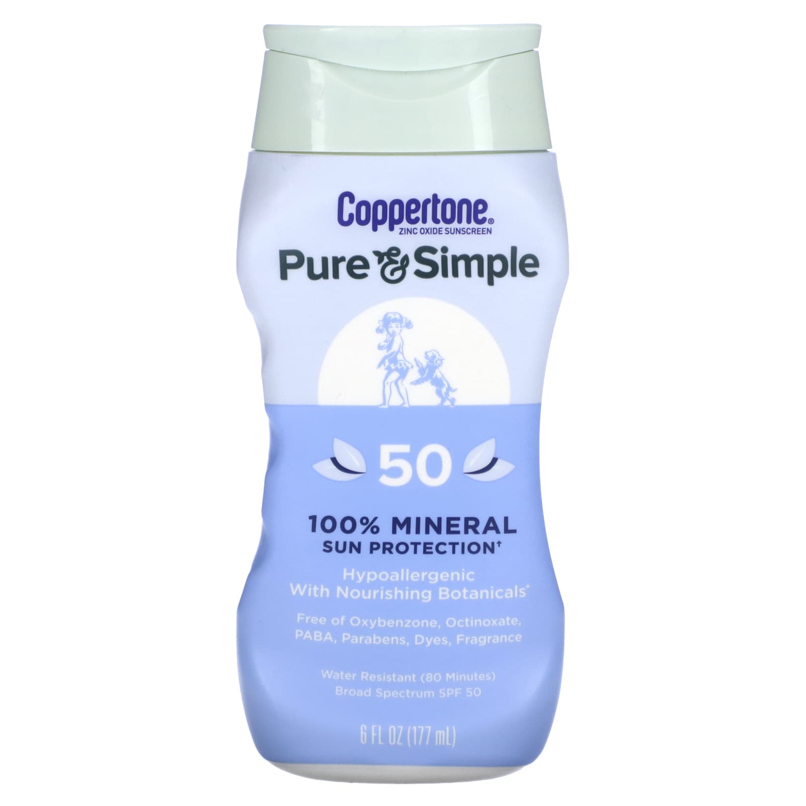Coppertone Pure & Simple SPF 50 Mineral Sunscreen, 6 fl oz - Image 1