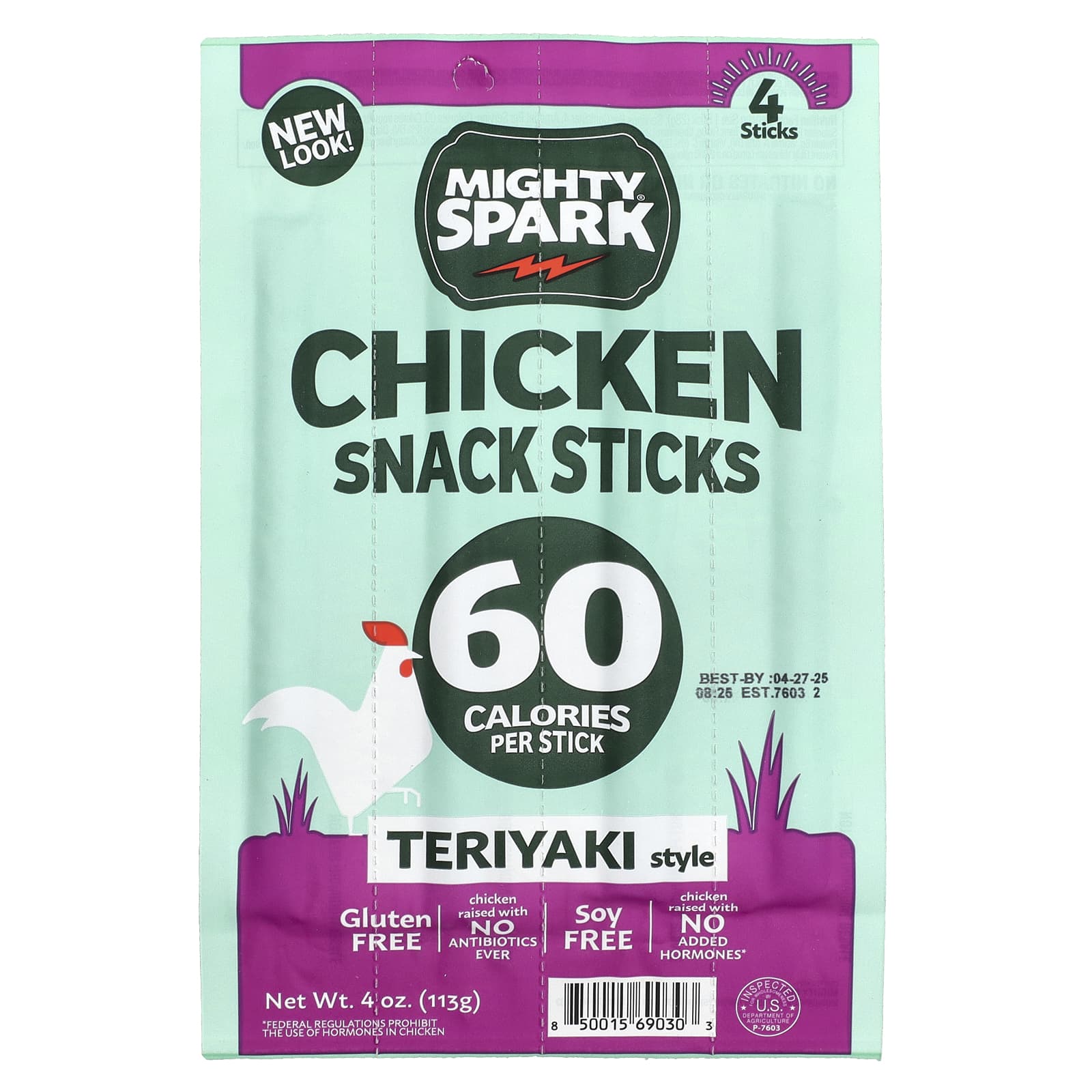 Mighty Spark, Chicken Snack Sticks, Teriyaki Style, 4 Sticks - Image 1