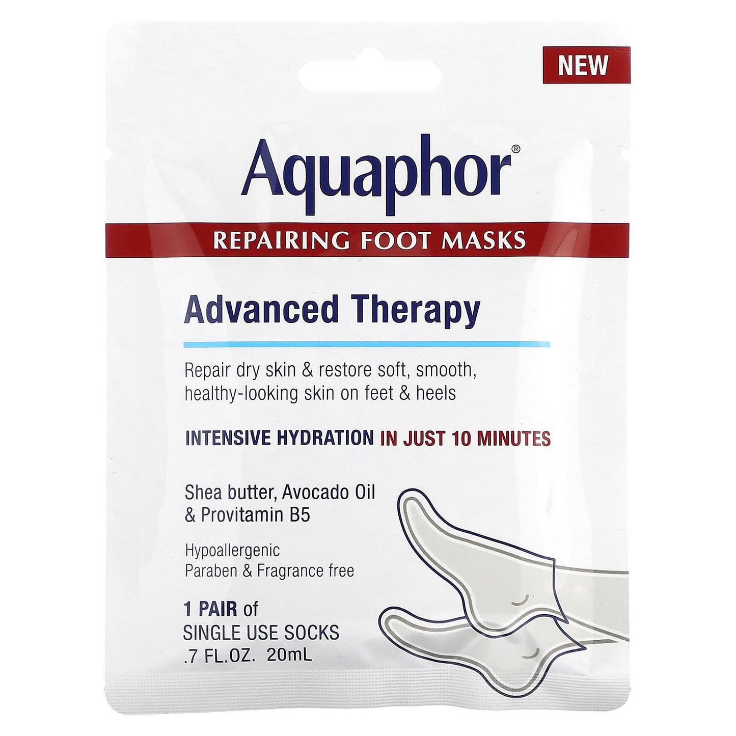 Aquaphor Intensive Foot Mask for Dry Skin, 1 Pair, 20ml - Image 1