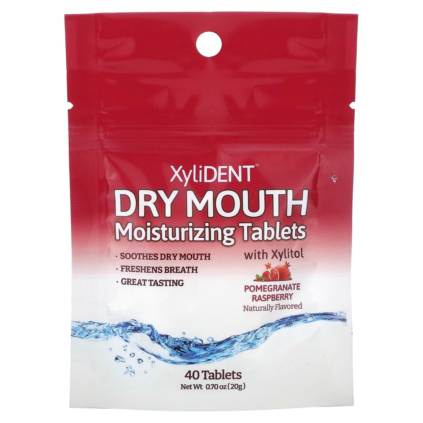 XyliDENT, Dry Mouth Moisturizing Tablets with Xylitol, Pomegranate Raspberry , 40 Tablets, 0.70 oz (20 g) - Image 1