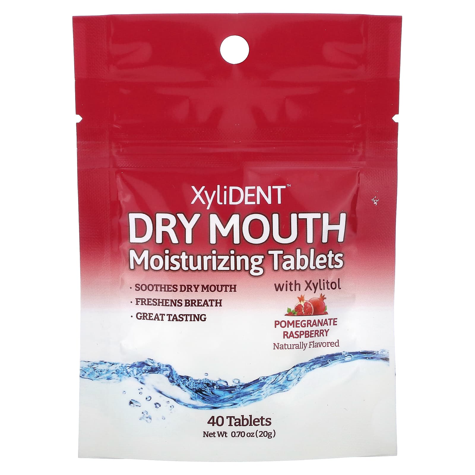 XyliDENT, Dry Mouth Moisturizing Tablets with Xylitol, Pomegranate Raspberry , 40 Tablets, 0.70 oz (20 g) - Image 1
