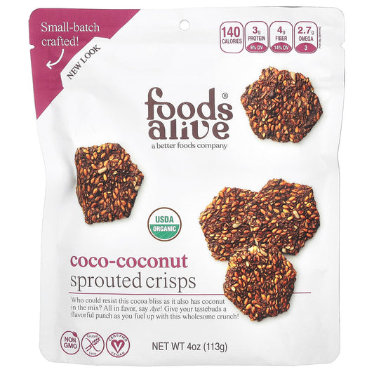 Vegan Sprouted Crisps with Cocoa & Coconut by Foods Alive - 4oz - Image 1