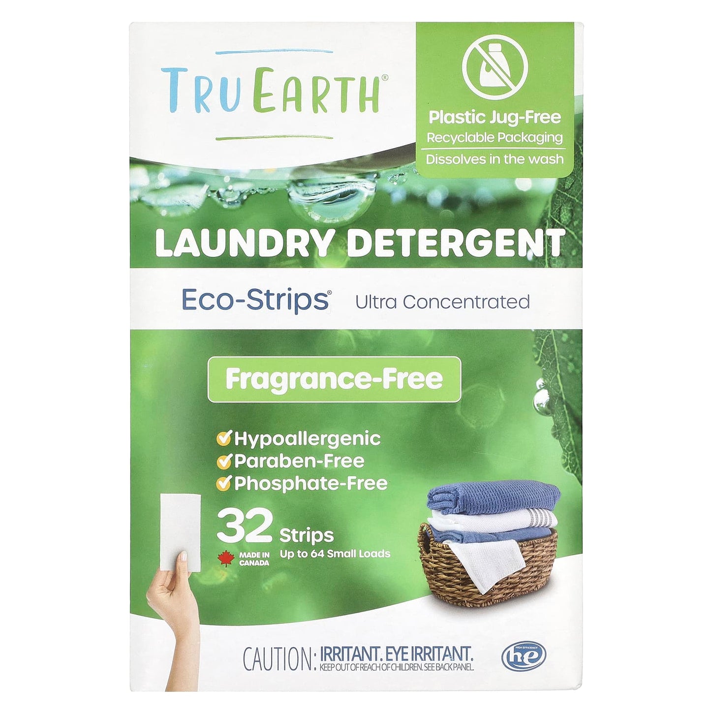 Tru Earth, Eco-Strips®, Laundry Detergent, Ultra Concentrated, Fragrance Free, 32 Strips - Image 1