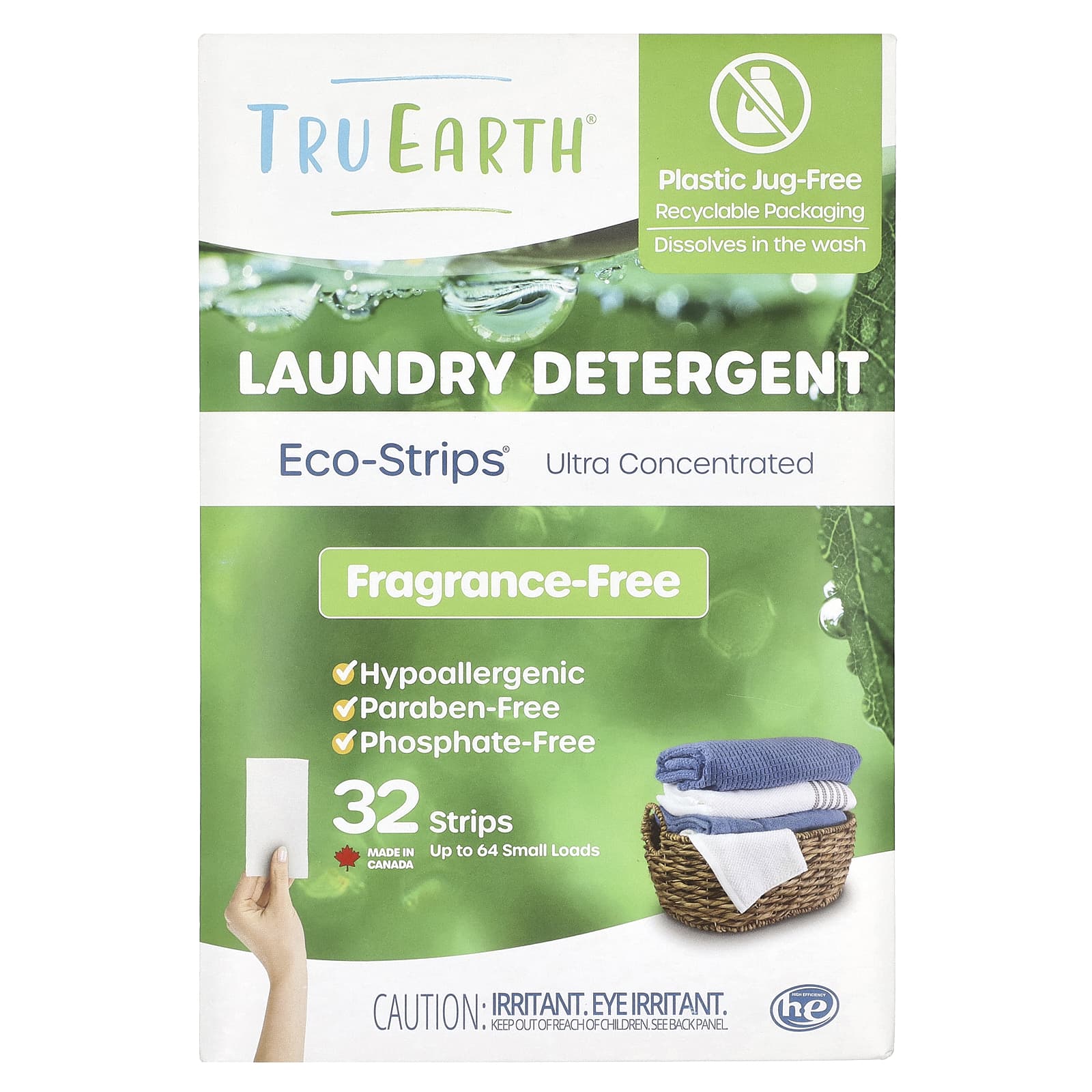 Tru Earth, Eco-Strips®, Laundry Detergent, Ultra Concentrated, Fragrance Free, 32 Strips - Image 1