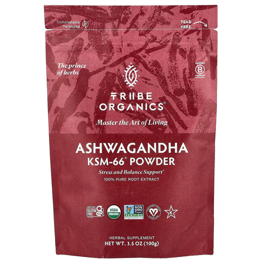 Tribe Organics, Ashwagandha KSM-66® Powder, 3.5 oz (100 g) - Image 1